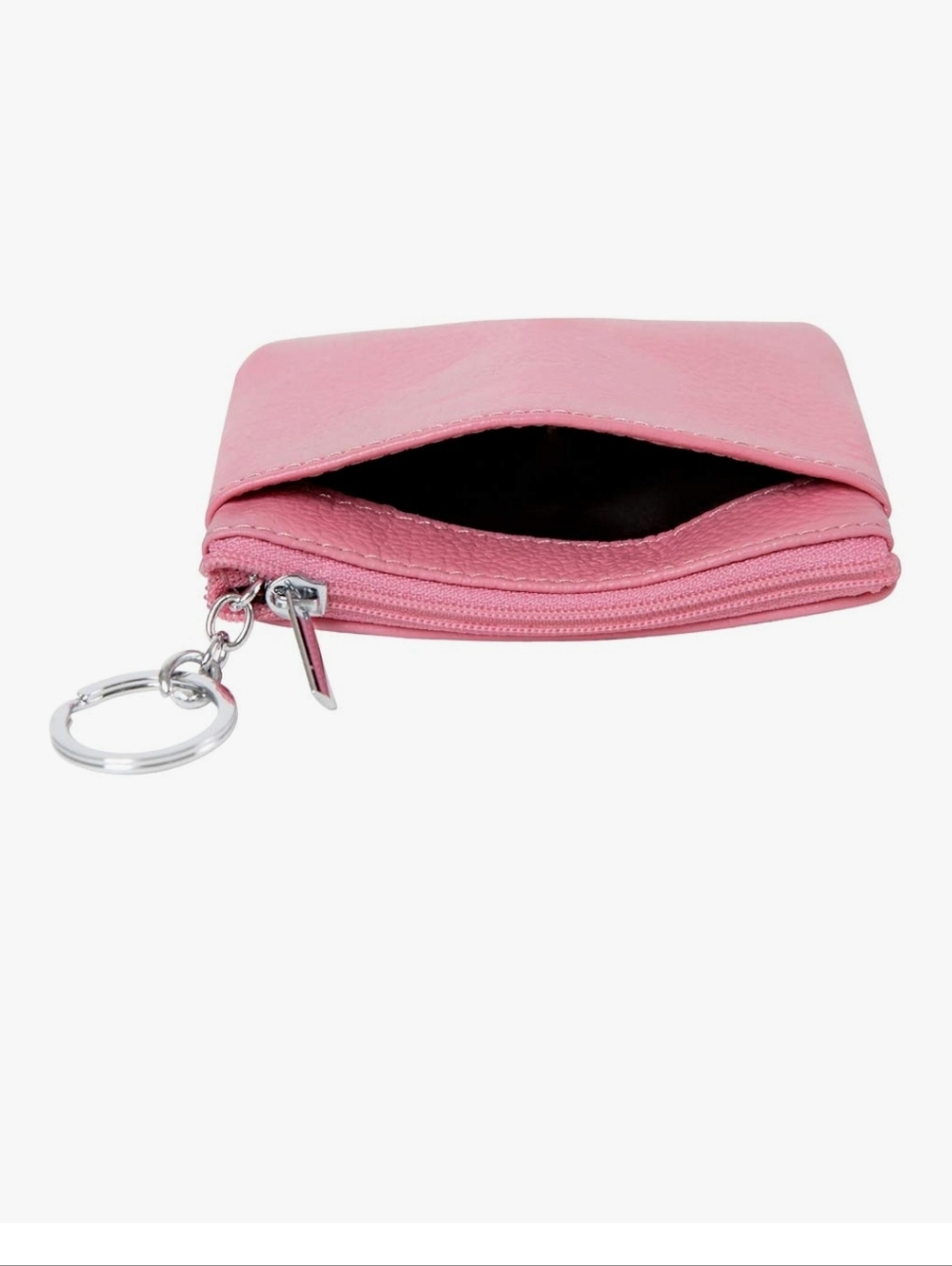 Pink Triple-Zip Genuine Leather Coin Pouch - Picture 3 of 6